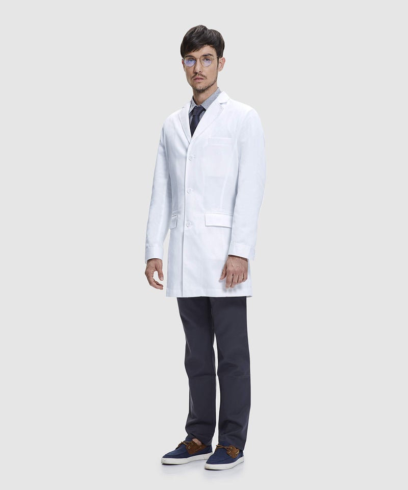 DR. JAMES معطف مختبر استشارات الرجال من د. جيمس، مقاس نحيف، مع جيوب متعددة، أبيض، بطول 36 بوصة (صغير) - Image 2